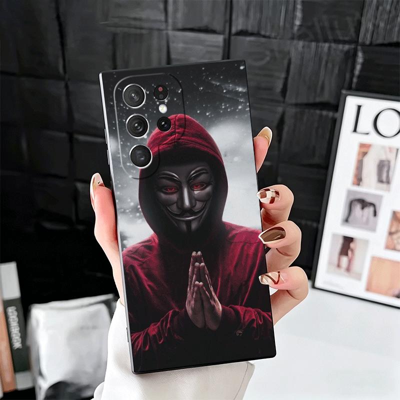 Anonymous V Mask Soft Phone Case for Samsung Galaxy S26 S25 Edge S24 Ultra S23 Plus S22 S21 FE S20 Black Cover Back Shell