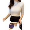 2024 Spring Slim Mid-Sleeve Knitted Women's Pullover Sweater - Gentle Style Short Top