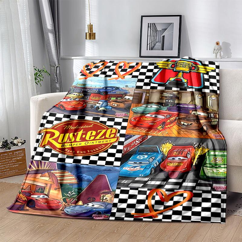 1pc Cars Movie Poster Collage Flannel Blanket Soft Warm Throw Blanket for Bedroom Living Room Bed Travel Camping Picnic Gift. M730057