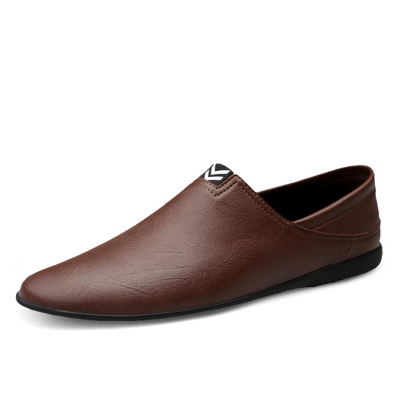 Мужская обувь из натуральной кожи, универсальная повседневная обувь, мужские деловые туфли без застежек, универсальные мужские туфли для вождения, мокасины Boat Flat