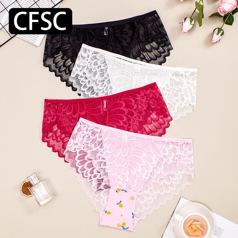 CFSC Women's Large Size Underwear Lace Mid-rise Briefs