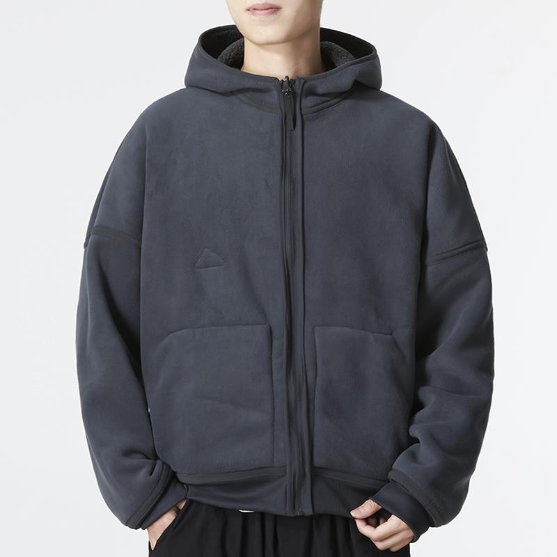 Adidas Новая двусторонняя флисовая куртка с капюшоном Polar, мужская верхняя одежда, серая HG2076