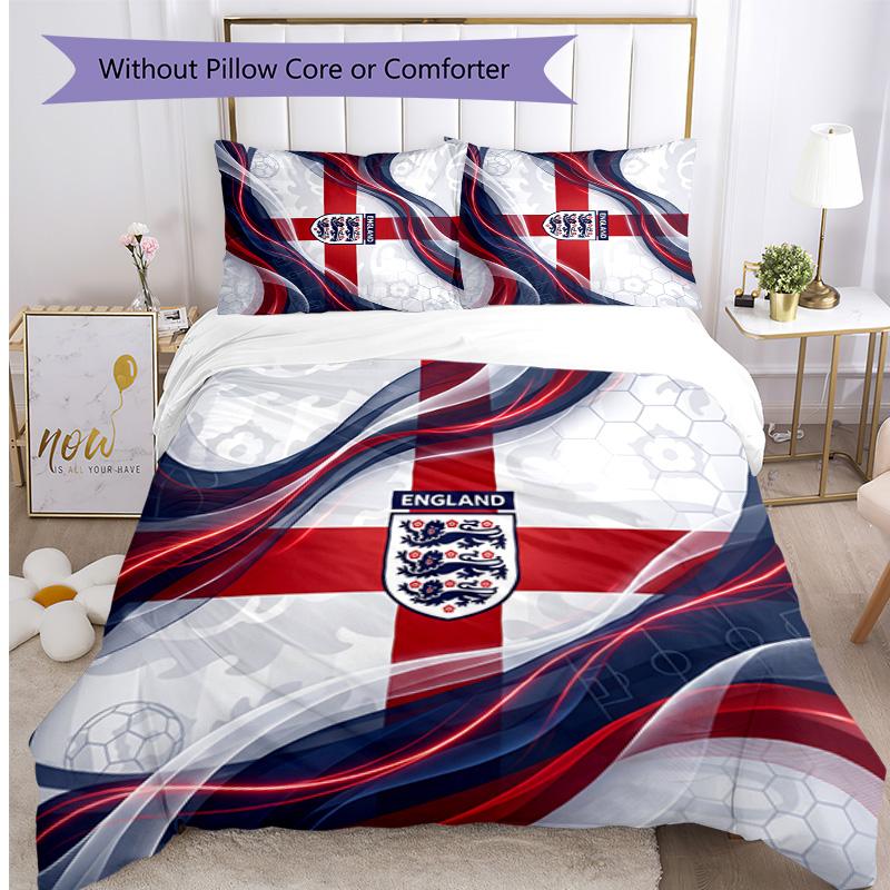 England Football Printed Bedding 3 Piece Set Cozy Breathable Bed Cover Set as Housewarming Holiday Gift