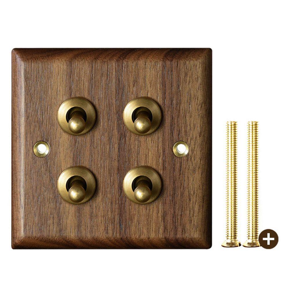 Ретро Черный Орех Дерево Домашний Тумблер Выключатель света Латунный рычаг 86мм