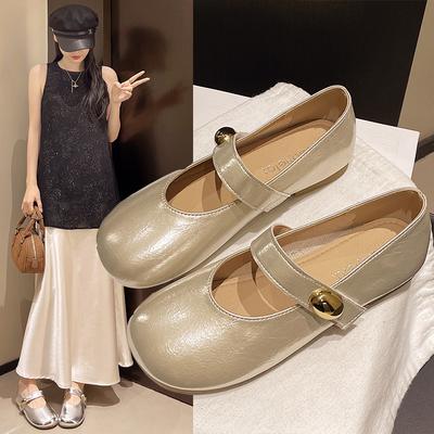 Женские одинарные туфли на плоской подошве 2025 новая весна и лето туфли Мэри Джейн нежный ветер вечерние туфли маленькие кожаные туфли туфли Doudou