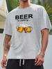 Unisex Beer Mug Cheers Graphic Tee Beer Is Calling Funny Print Cotton Short Sleeve Crew Neck Bar Pub Daily Casual Street Basic Top