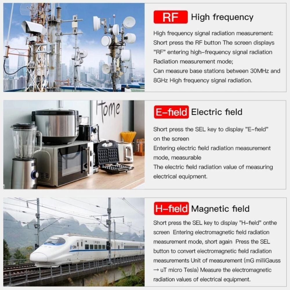 High Precision Electromagnetic Field Radiation Tester 30Mhz-8GHz EMF Gauss Meter  Household