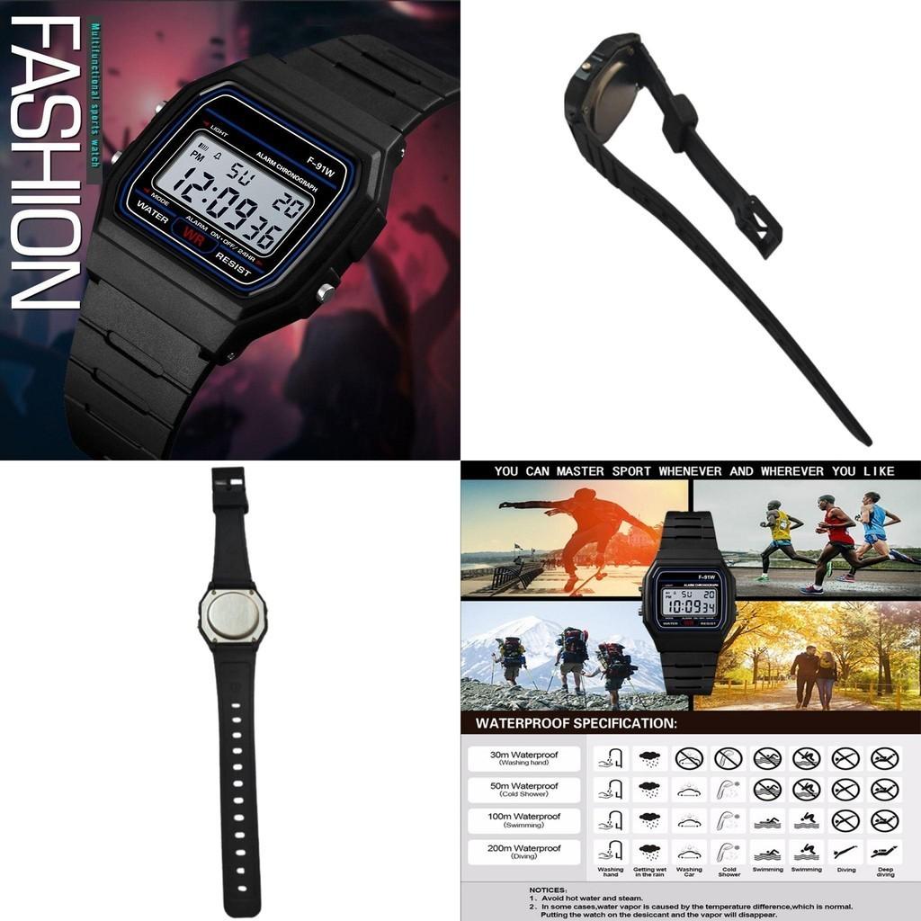 Цифровые спортивные часы F91w Водонепроницаемые наручные часы для взрослых Легкие и простые в чистке