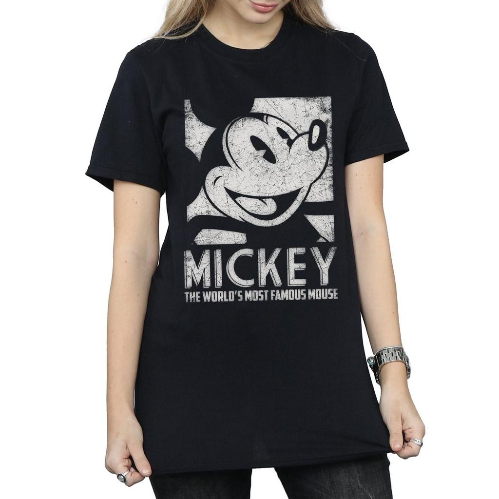 Disney Womens/Ladies Mickey Mouse Most Famous Cotton Boyfriend T-Shirt