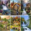 DIY Waterfall 5D Diamond Painting Full Round Drill Landscape Diamond Embroidery Mosaic Cross Stitch Wall Art Home Decor Gift