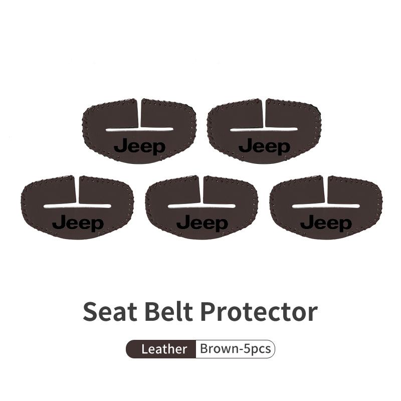 Leather Car Panel Protective Cover Auto Seat Belt Buckle Protector For uji8 Cherokee Wrangler JK Gladiator Compass Renegade tg87