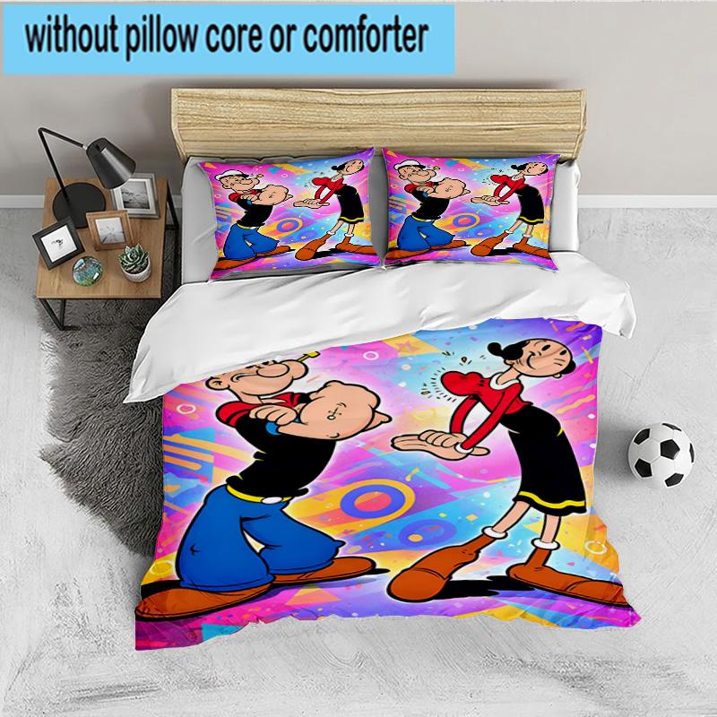 Po-peye And Olive In Action 3PCS Bedding set,Ideal for 1pc Duvet Cover And 2pcs Pillowcases Perfect for Fan gift,Ideal for Bedroom, Dormitory