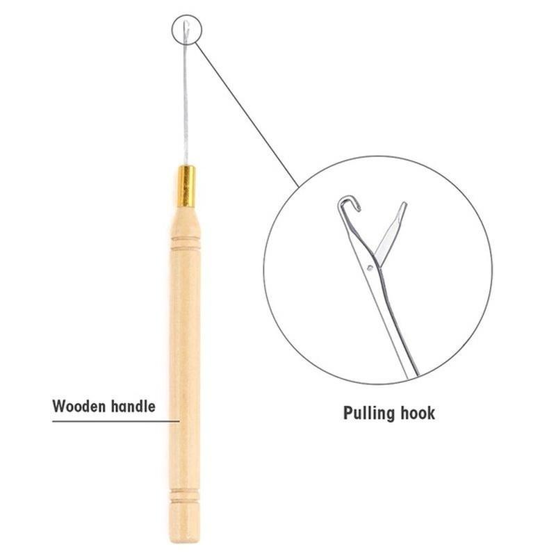 Hair Extension Kit Pliers Pulling Hook Bead Device Tool Kits with 500pcs Silicone Rings LS