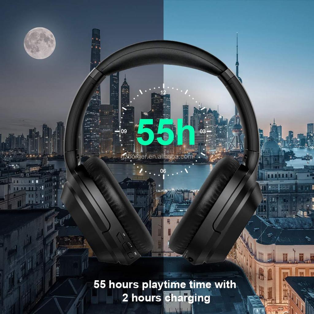 TWS Gaming/Gaming TWS Super Bass Bluetooth 5.0 ANC Noise Cancellation Headphones Over Ear Wireless Over Ear Headset HIFI Deep Bass