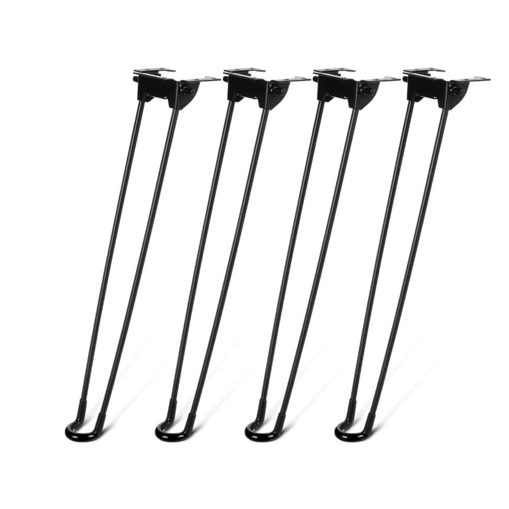Набор из 4 складных ножек для шпилек из черного железа для журнального столика, прикроватной тумбочки, DIY проектов с защитной резиной для пола