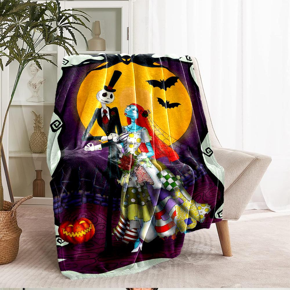 The Nightmare Before Christmas Theme Printed Blanket - Perfect for Couch, Bed, Travel & Outdoor Use | Machine Washable, Cozy & Durable.