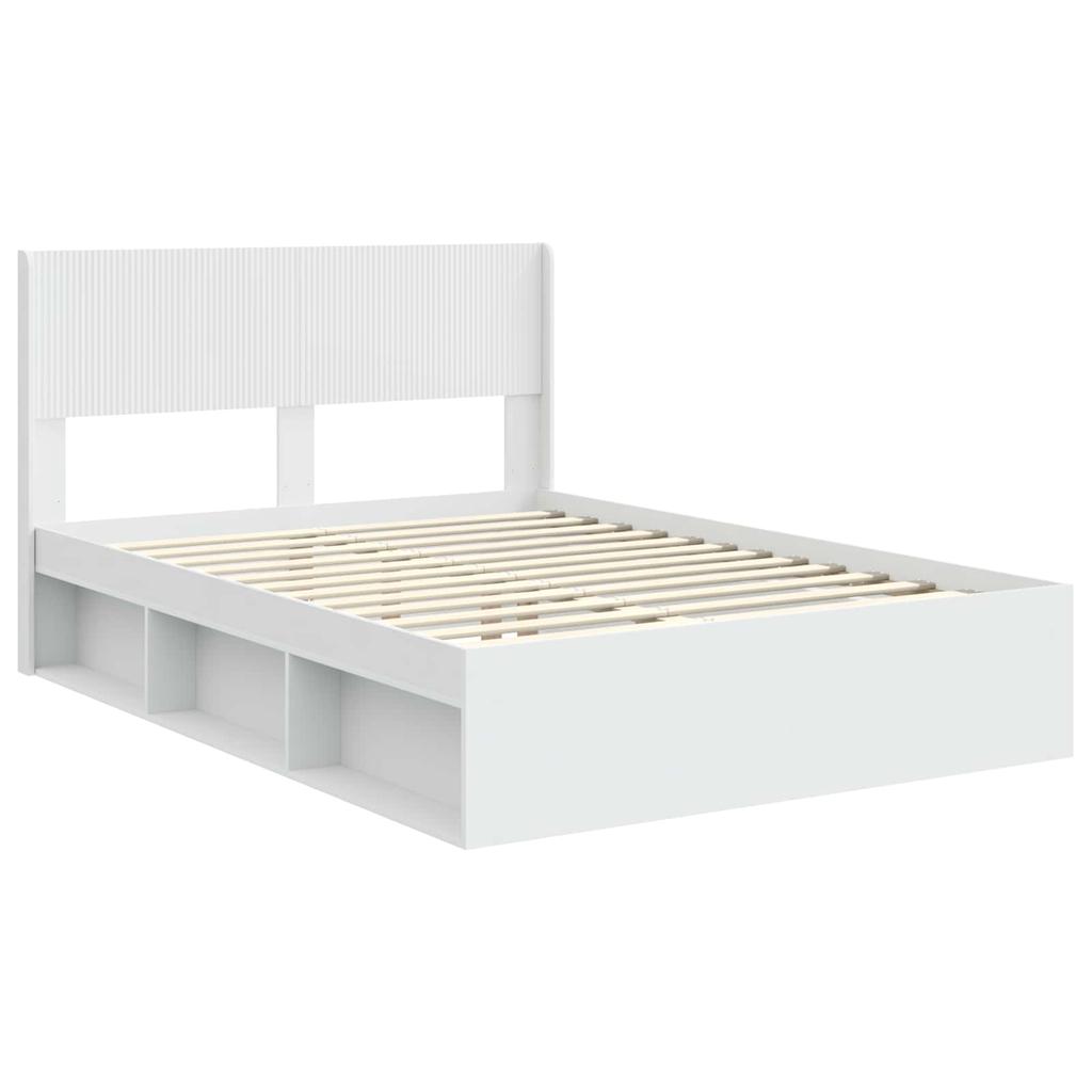 Bed Frame with Storage Space and Headboard White 150 x 200 cm