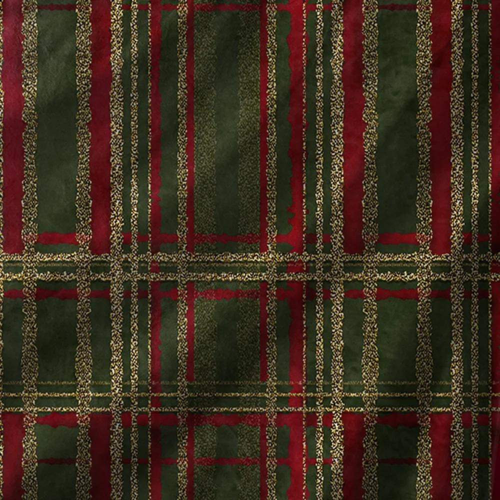 Burgundy Green Plaid Fleece Blanket, Gold Thread Accents in Classic Checkered Pattern, Cozy Reading Nook Throw for Sofa