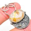 Natural Golden Rutile Gemstone 925 Sterling Silver Gift Pendant 1.89" o1E02