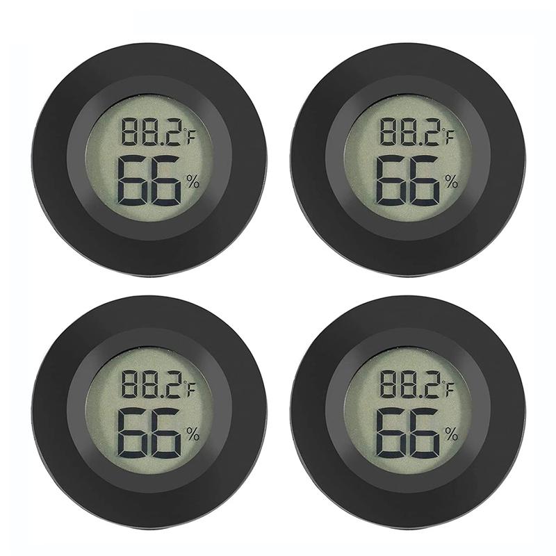 2/4 Pcs Mini Hygrometer Thermometer Fahrenheit or Celsius Meter Digital LCD Monitor Indoor Room Round Humidity Temperature Gauge