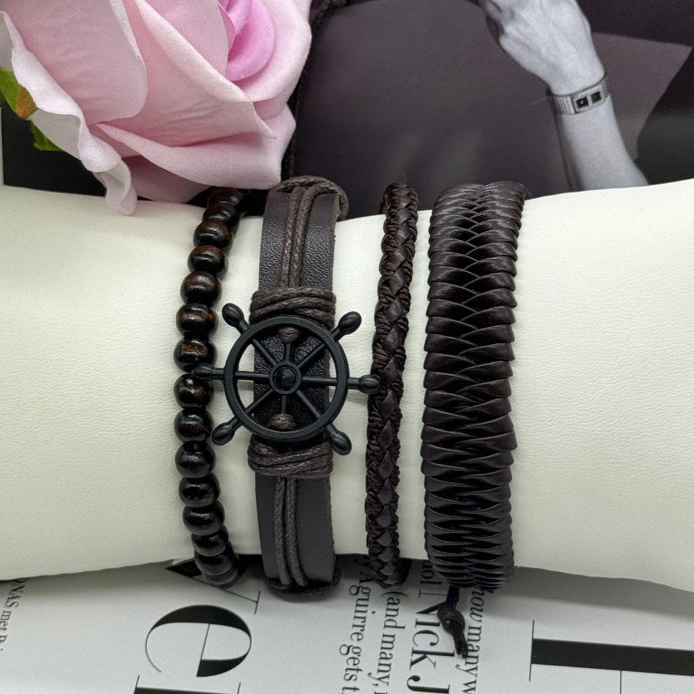 5pc New Men's Quartz Watch Luxury Week Date Display Fashion Men's Watch Include Bracelet Box for Any Scene