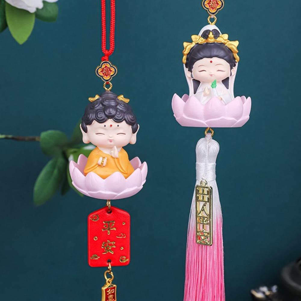 Мини-статуэтки Будды из смолы, милые фигурки Будды из мультфильмов, украшение для салона автомобиля