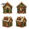 Relaxing Craft Gifts for Adults Christmas Faux Pearl Art Ornament DIY Kit, Wooden House Snowman Handmade Tree Decor Santa Reindeer Pattern,
