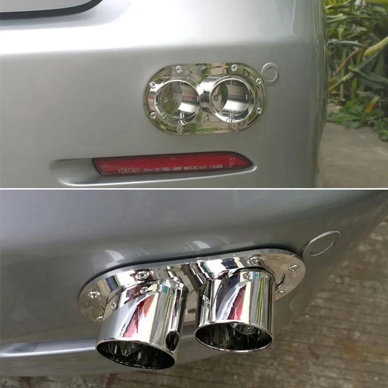 Универсальный 1 шт. задний бампер автомобиля выхлопной двойной выход хвост глушитель наконечник трубы горло наклейка декоративная для Toyota VW Honda Accessori