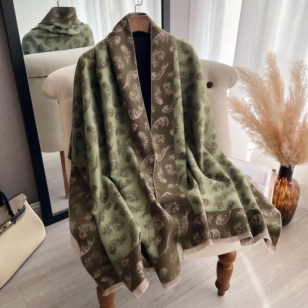 Short Fringed Feathers Simple Elegant Fashion Women Imitation Cashmere Warm Scarf Air Conditioner Shawl Scarf