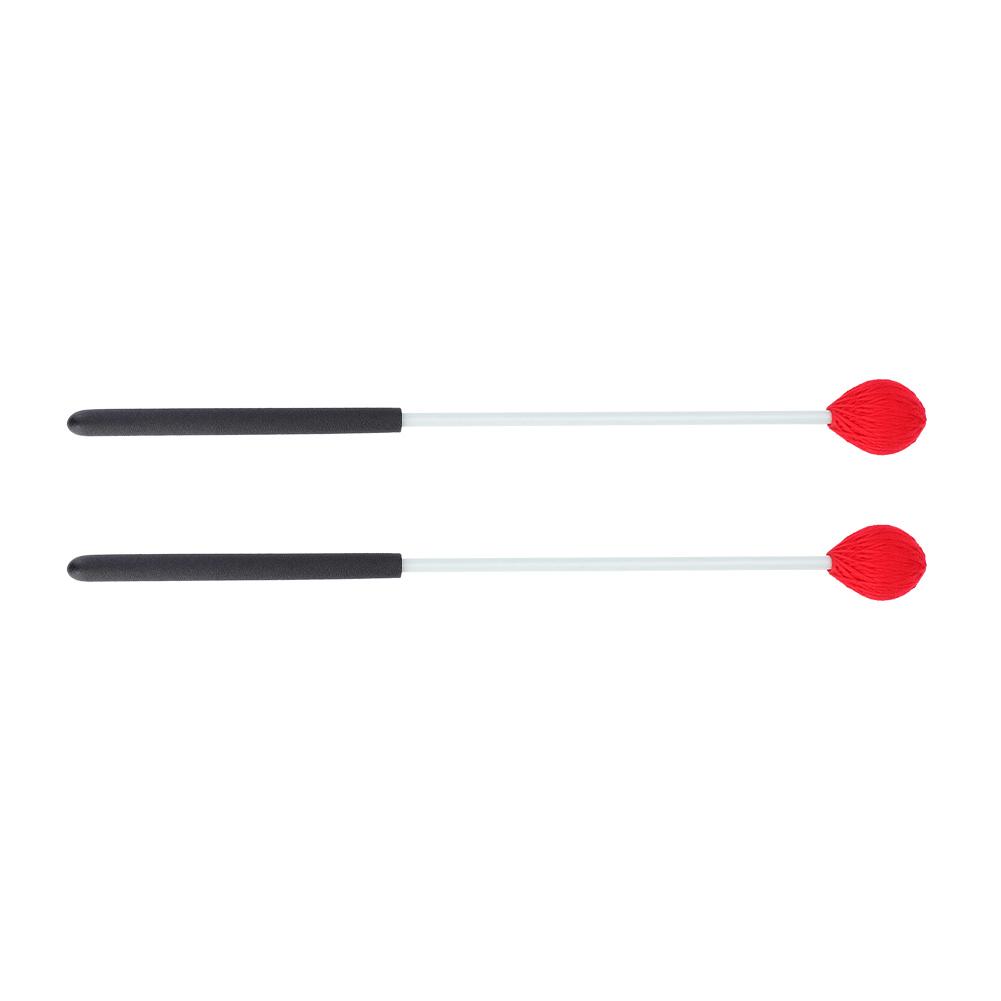 1 пара шерстяных палочек для маримбы с ручками из резинового стекловолокна для начинающих (красный)