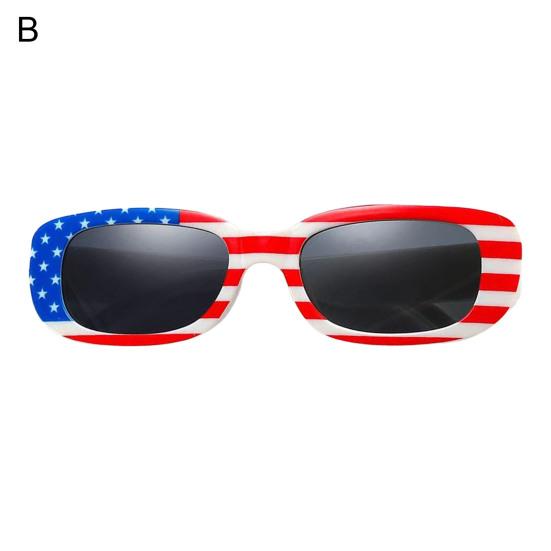 American Independence Day Sunglasses National Flag Print 4th July Celebration Block Sunlight Anti-UV Unisex Strong Hinge Photo Prop Retro