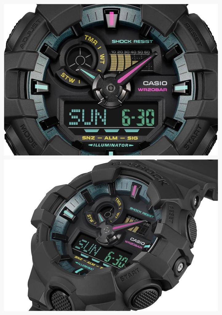 Часы Casio G-Shock (Японский Аутентичный) Серия многоцветных флуоресцентных цветов GA-700MF-1AJF Мужские Черный x Флуоресцентный