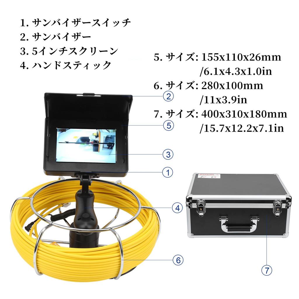 Fafeicy Wireless 17mm IP68 Waterproof Handheld Industrial Pipe and Sewer Inspection Video Camera with 8 LED Lights Endoscope, 5-inch (F5P17-20M)