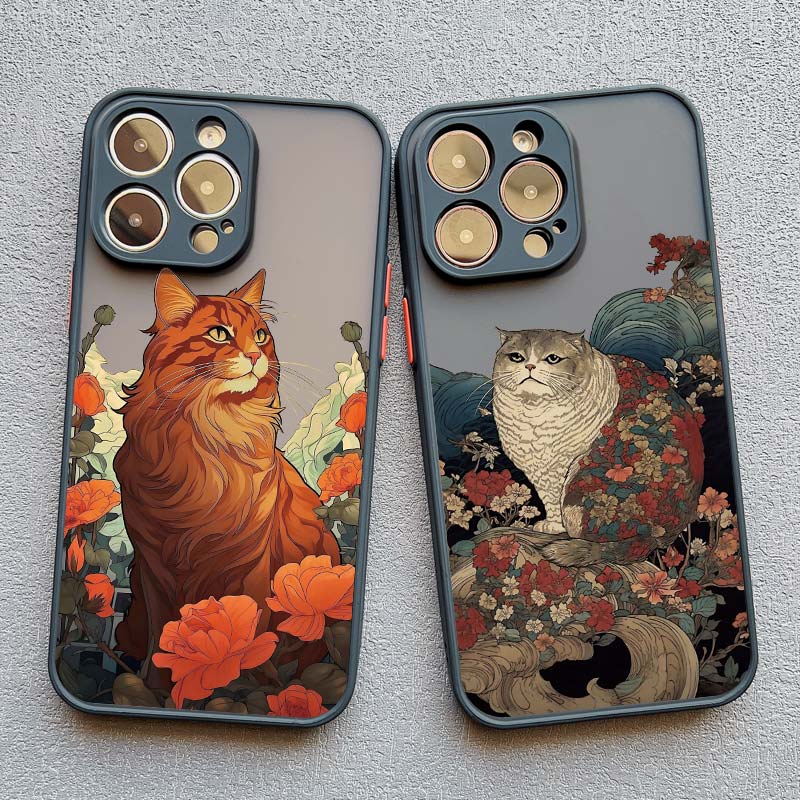 Чехол в стиле японского аниме для iPhone 16 14 15 Plus Pro Max XS X XR SE2 Чехол-кошка для iPhone 7 8 11 12 13 Mini Ударопрочные чехлы