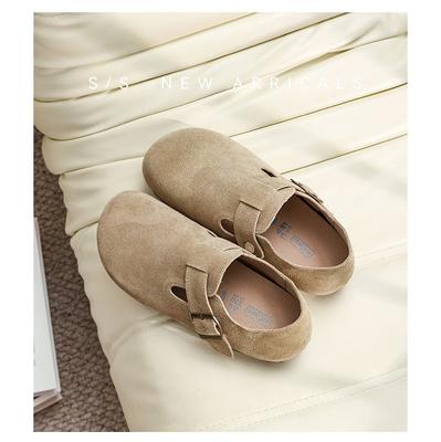 [В наличии] Sanxi женские ретро биркенштоки на мягкой подошве, полностью кожаные внутри, с увеличением роста, с закрытой пяткой, биркенштоки