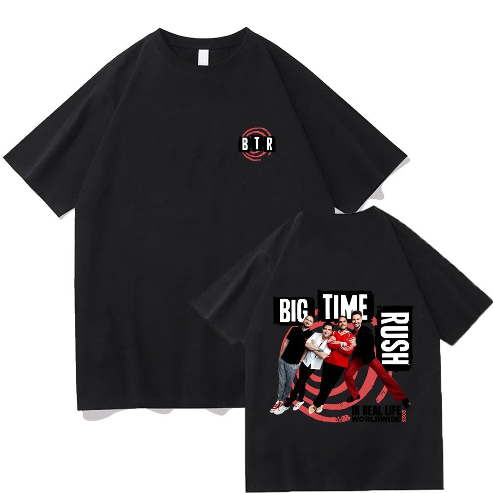 BTR В РЕАЛЬНОЙ ЖИЗНИ МИРОВОЙ ТУР 2026 Футболка Rock Band Big Time Rush Футболки Свободные Повседневные Мужские Женские Футболка Графический Принт Одежда