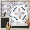 10pcs Grey and White Retro Pattern Tiles Sticker Kitchen Backsplash Wardrobe Wall Decals Surface Gloss Peel & Stick PVC Art Mural