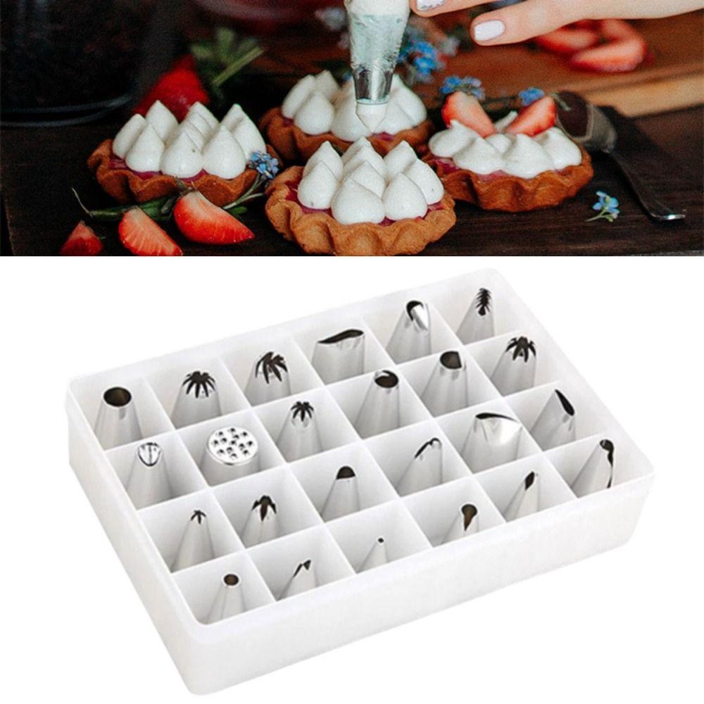 24PCS DIY Cake Decorating Nozzles Set Baking Tool Russian Tips Nozzle Kitchen Gadgets