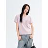 Jiuzi Anna Kou Gentle Temperament Style Sequin Pocket Decoration Versatile Round Neck T-shirt for Women