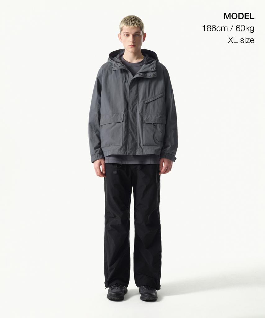 Musinsa Standard [City Leisure] Cn Hooded Windbreaker Jacket [Blue Grey]