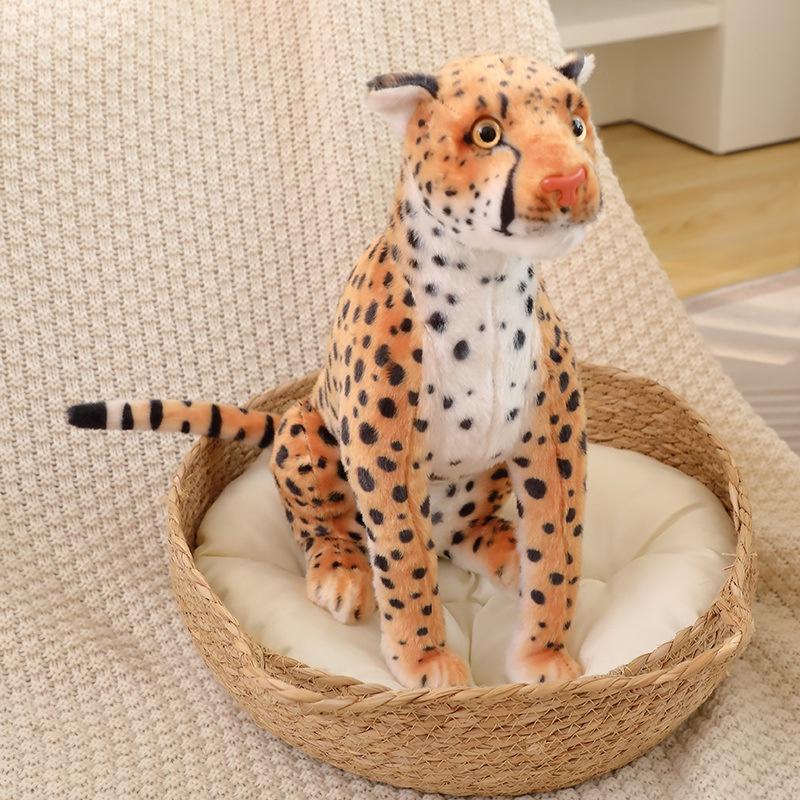 Realistic Leopard Plush Toy Soft Stuffed Cheetah Doll For Kids And Collectors
