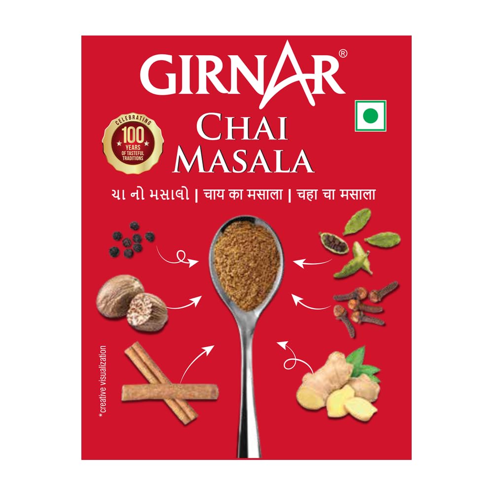 Порошок Girnar Chai Masala 50 г, пакетик, пряная смесь молотых специй со вкусом мускатного ореха для любителей чая