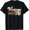 Vintage 1976 Music Cassette 48th Birthday Gifts 48 Years Old T-Shirt Graphic Custom Printed Short Sleeve Shirts Men Clothing