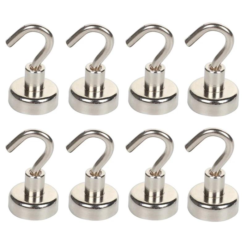 1-8 шт. прочный неодимовый магнитный крючок, удерживающий до 12 кг 5 фунтов, диаметр 20 мм, магниты, быстрый крючок для дома, кухни, рабочего места и т. д.