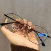 New Trendy Finished Blue Light Blocking Myopia Glasses Fashion Round Frame Prescription Near Sight Diopter Minus Eyewear-1.0-1.5