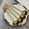 Korean Gold 304 Stainless Steel Round Spoon – Long Handle Bibimbap & Dessert Spoon