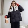 YJKDYK 2024 Новая зимняя женская куртка Женская контрастная повседневная хлопковая куртка с капюшоном Женская утепленная теплая стеганая куртка-парка