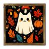 Skeleton And Ghost Painting Spooky Halloween Wooden Decorative Painting, Retro Gothic and Bleeding Rose Canvas Indoor Wall Hanging Prints, Waterproof