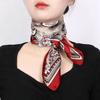 Ethnic Print Square Scarf for Women: Fashionable Versatile Silk-like & Mulberry Silk Material Small Scarf & Neck Accessory