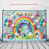 2D Plane Rainbow Paradise Birthday Party Decoration Banner - Happy Gathering Theme Polyester Material  Suitable for Birthdays